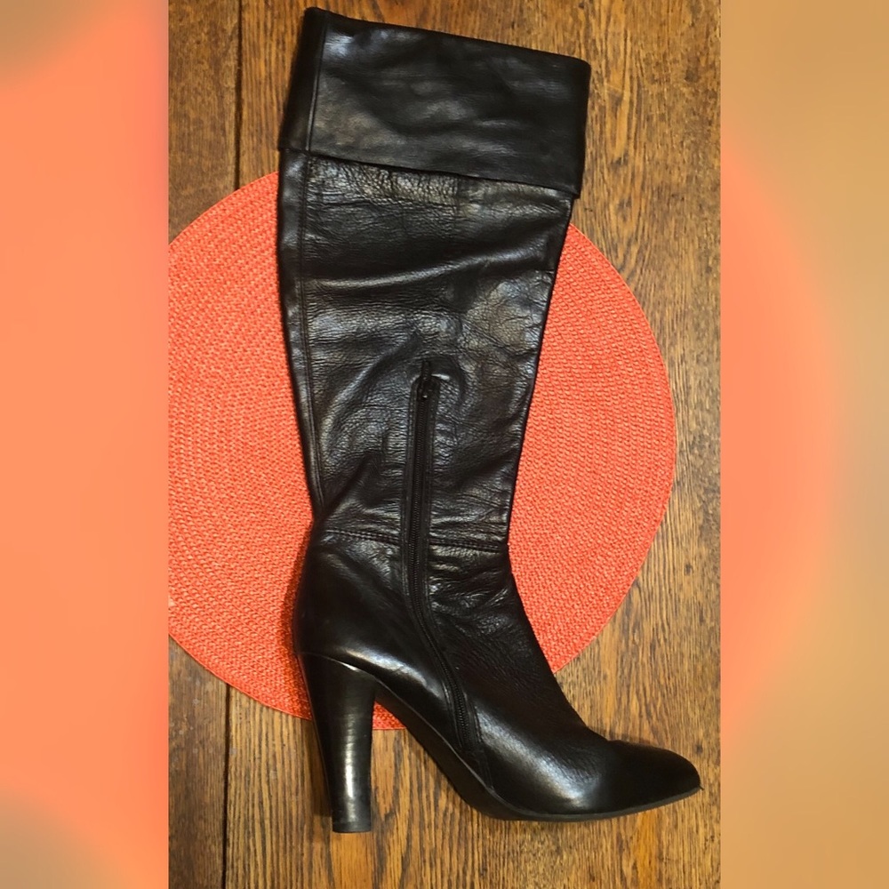 Nine West knee hi leather boot black sz9.5 EUC - Picture 3 of 7